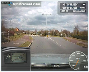 Video VBOX replay of an onboard navigation screen Video VBOX replay of an onboard navigation screen